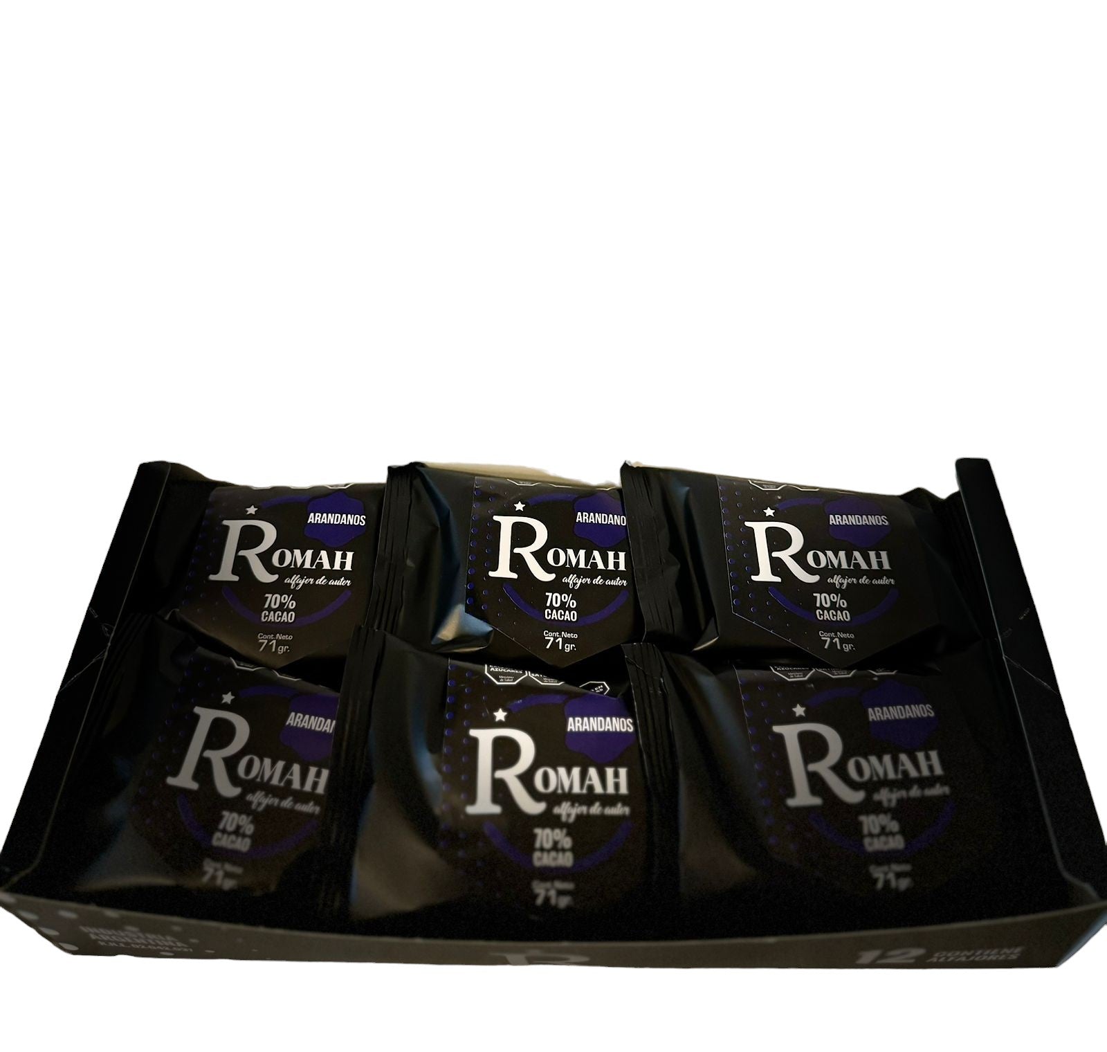 Romah - Chocolate Alfajor filled with Blueberry Cream 12u. 852g/1.87lb