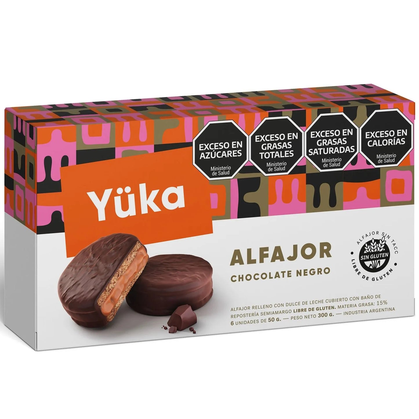 YUKA Alfajores Sin TACC Chocolate Negro 6u | Gluten Free Dark Chocolate Argentine Alfajores 🍫