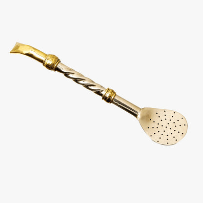 Alpaca Bombillon with Curved Mouthpiece & Double Charm | Handmade Argentine Straw 🧉