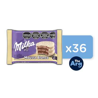 Milka Triple White Cookie Alfajor with Chocolate Mousse | Box of 36 (55 g each)