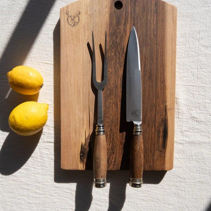 Ciervo Quina Round Wood Carving Set – Handcrafted Argentine BBQ Knife & Fork
