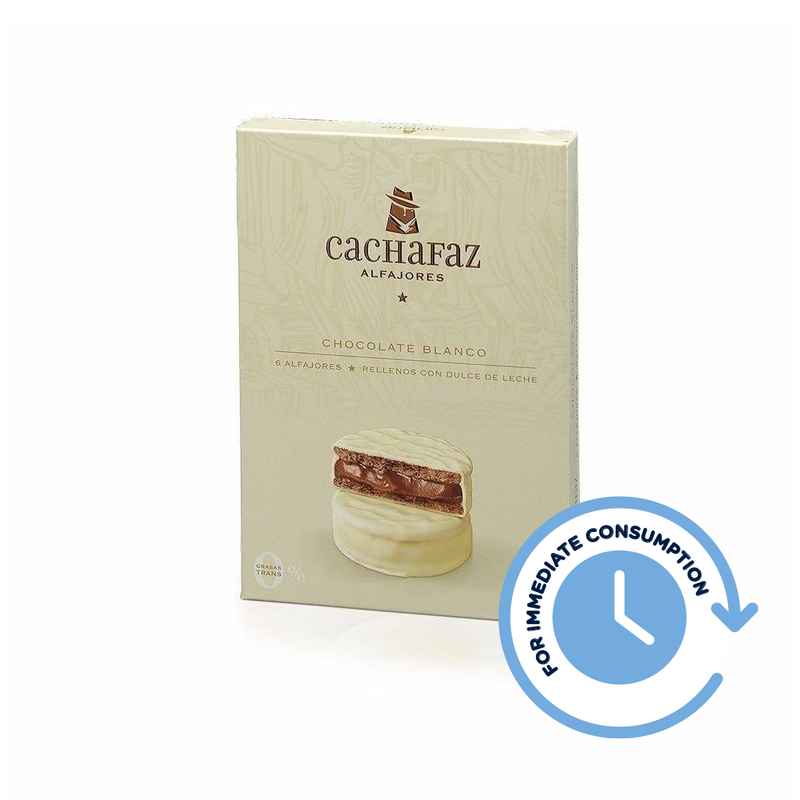 SALE Alfajor "Cachafaz" White Chocolate with Dulce de Leche 6u 360g / 0.79lb
