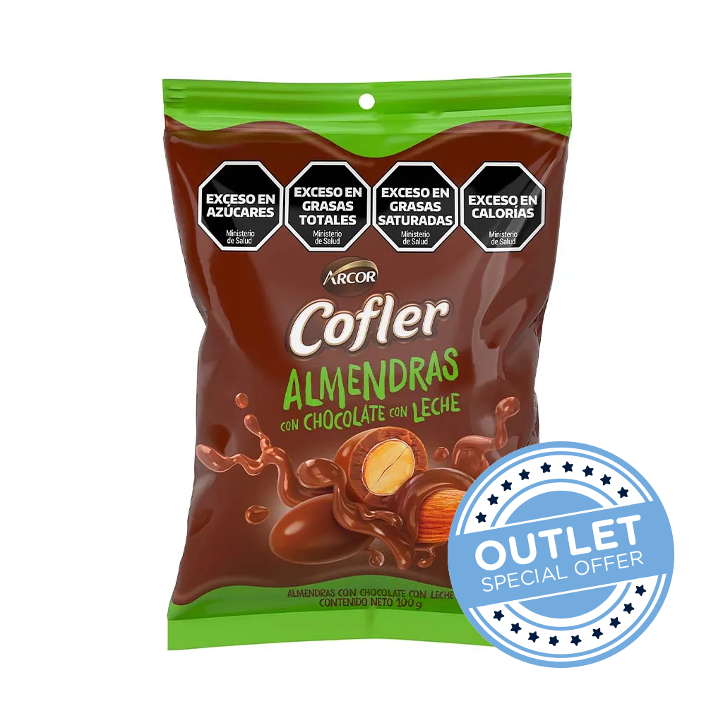 Cofler Milk Chocolate-Covered Almonds Almendras con Chocolate con Leche, 100 g / 3.53 oz