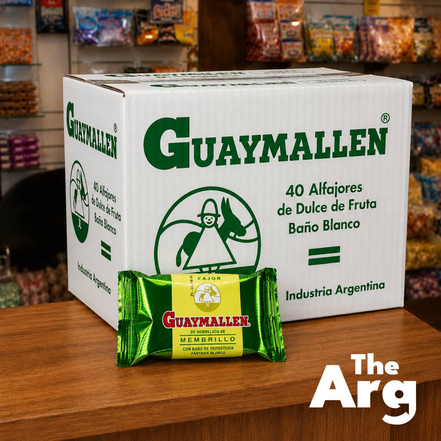 Guaymallén White Alfajor with Quince Jelly Box of 40 Units 38g