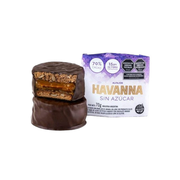 Havanna Sugar-Free Alfajores with Sunflower Seeds, Diet Dulce de Leche, Gluten-Free, 630 g / 22.22 oz (box of 9)