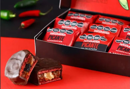 Havanna Spicy Duo: Peperoncino & Jalapeño Alfajores with Double Dulce de Leche & Chocolate (Box of 9)