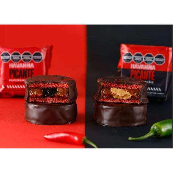 Havanna Spicy Duo: Peperoncino & Jalapeño Alfajores with Double Dulce de Leche & Chocolate (Box of 9)