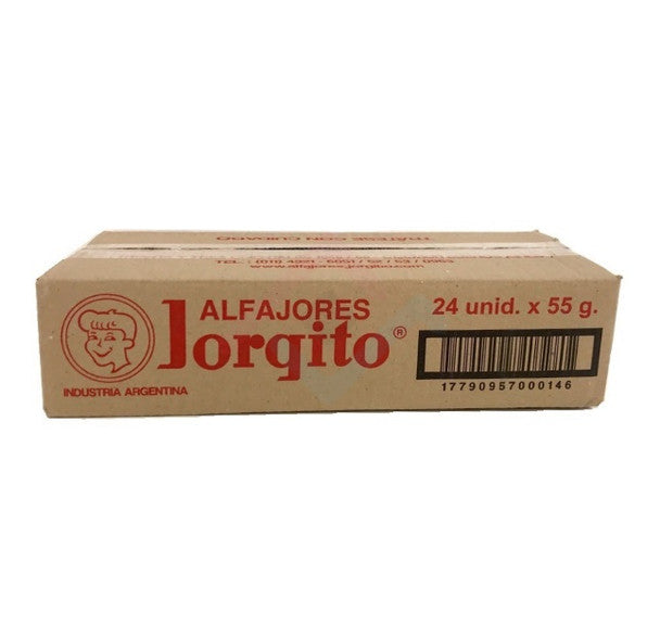 Alfajor Jorgito Filled with Milk Caramel and Chocolate Coating 55 g / 1.94 oz (box of 24 units)