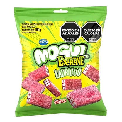 Arcor Mogul Extreme Strawberry-Flavored Brick-Shaped Sour Gummies 100 g / 3.5 oz