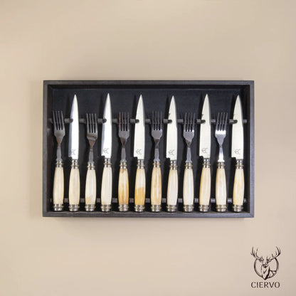 Smooth Bone Handle with Double Alpaca of 12 pieces for 6 guests