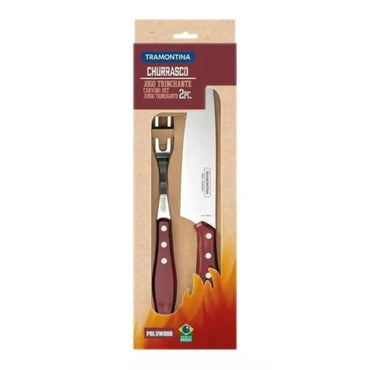 Juego de cuchillos y tenedores de acero inoxidable y madera - Tramontina Polywood Asado