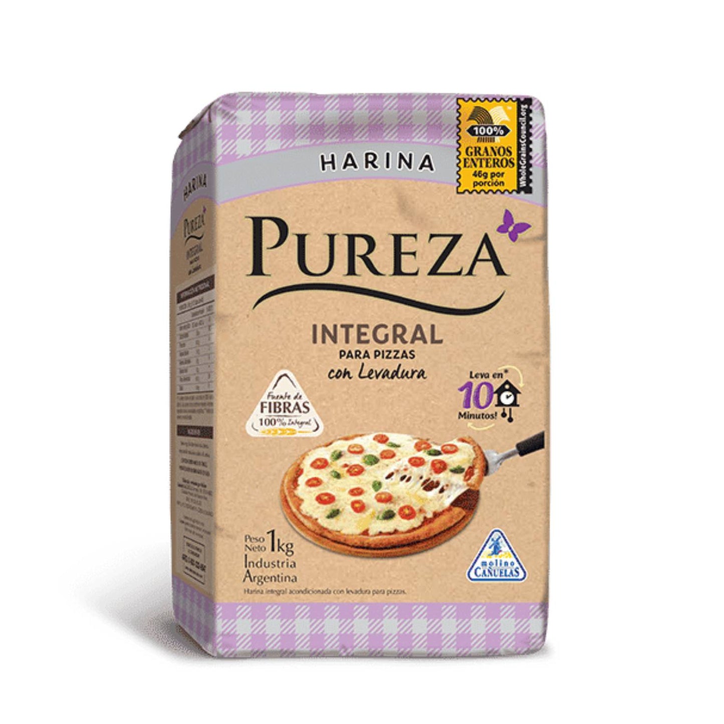 Pureza Whole Wheat Pizza Flour with Yeast 1kg | Argentine Integral Flour Mix