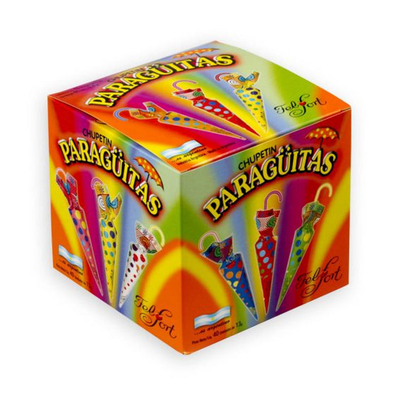 Paragüitas Felfort Milk Chocolate Lollipop Umbrella-Shaped, 13 g / 0.5 oz (box of 40)