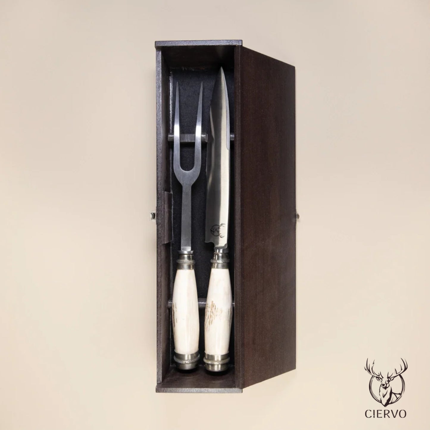 Ciervo Natural Antler Carving Set – Handcrafted Argentine BBQ Knife & Fork