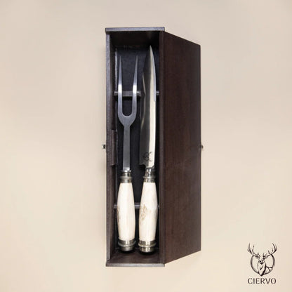 Ciervo Natural Antler Carving Set – Handcrafted Argentine BBQ Knife & Fork