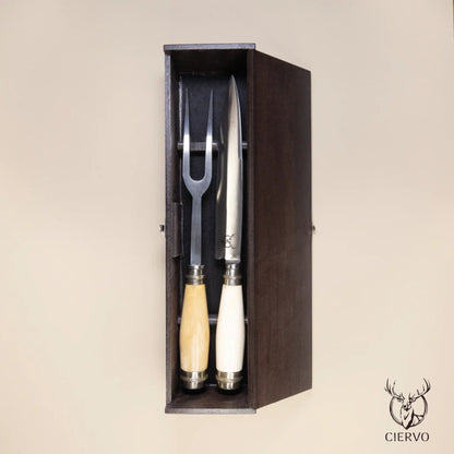 Ciervo Natural Antler Carving Set – Handcrafted Argentine BBQ Knife & Fork