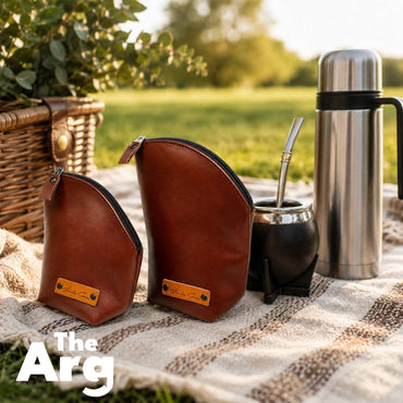 Brown Leather Yerba Mate & Sugar Holder Set