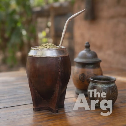 Torpedo Mate Gourd Brown Leather | Premium Uruguayan Style Calabash Mate Cup