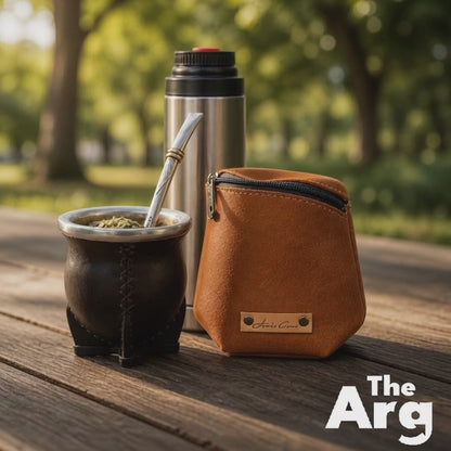 Brown Leather Yerba Mate Holder | Artisanal Yerba Storage Case