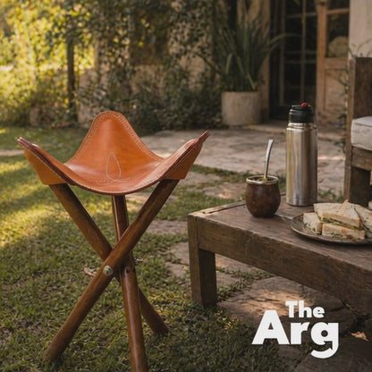 Foldable Leather & Wood Bench | Stylish Portable Seating