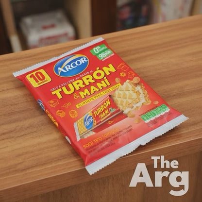 Arcor Turrón & Maní Bar Pack (10 Units) | Peanut Cream & Biscuit Snack 25g / 0.81 oz Each