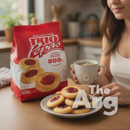 Trío Pepas Quince Cookies 500g | Argentine Butter Cookies with Membrillo Filling