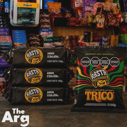 Rasta Trico Triple Alfajor Dark Chocolate Covered with Dulce de Leche Filling Box of 14 Units