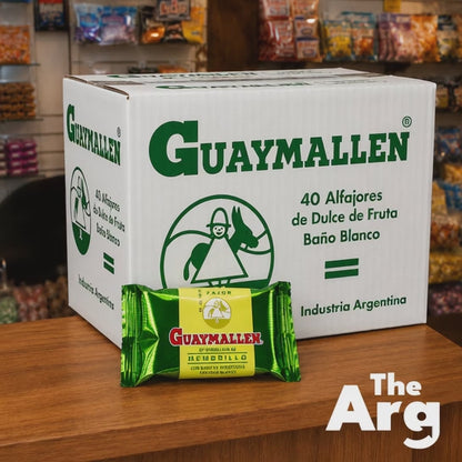 Guaymallén White Alfajor with Quince Jelly Box of 40 Units 38g