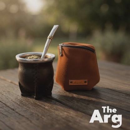 Suede Yerba Mate Holder Brown | Artisanal Yerba Storage Bag