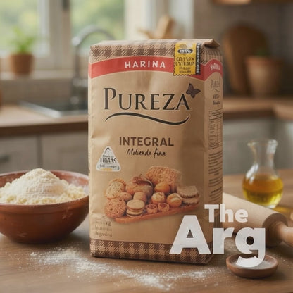 Pureza 100% Whole Wheat Flour Fine Grind 1kg | Stone Milled Argentine Flour