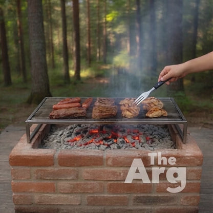 Argentine Fixed Grill with Floating Grate 90x60 cm | Heavy Duty Iron Asado Parrilla 8 mm