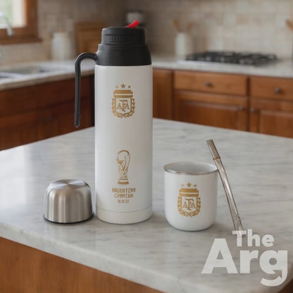 White Mate Set Messi AFA Shield World Cup | Argentine Mate Kit