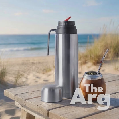 Uruguayan-Style Mate Thermos 1L with Pouring Spout (Pico Matero) – Stainless Steel