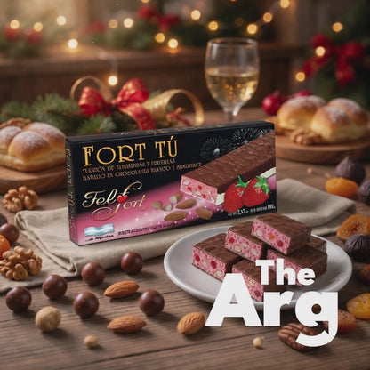Felfort Fort Tu Strawberry Almond Nougat Bar 100g (3.53 oz) | Argentine Christmas Candy