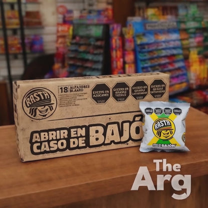 Rasta White Chocolate Alfajores Box (18 Units) | Argentine Dulce de Leche Cookies 70g