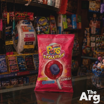 Arcor Mister Pops Evolution Cherry Lollipops with Bubblegum Filling 432g