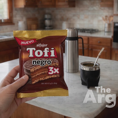 Alfajor Tofi Negro Triple Chocolate Dulce de Leche Filled 73g