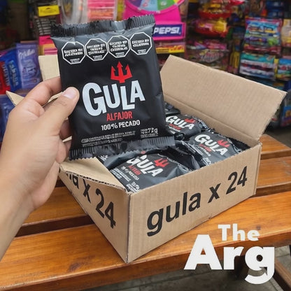GULA Dark Chocolate Alfajores with Dulce de Leche | 24 Pack (72g Each) Authentic Argentine Cookies
