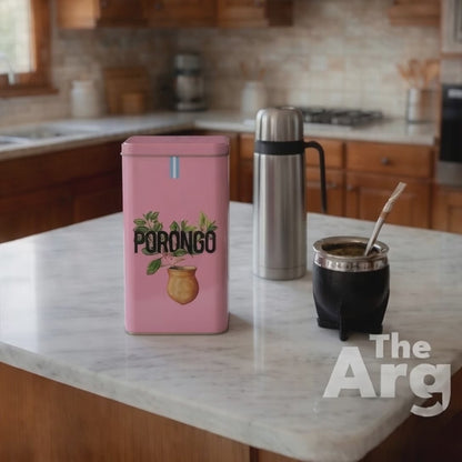 Pink Tin Yerba Mate Dispenser | Storage Container for Mate