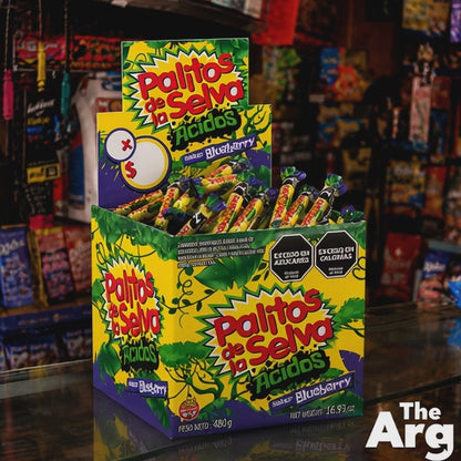 Palitos de la Selva Blueberry Soft and Sour Candy Box 480g