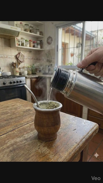 Mate Camionero Algarrobo Wood with Straw