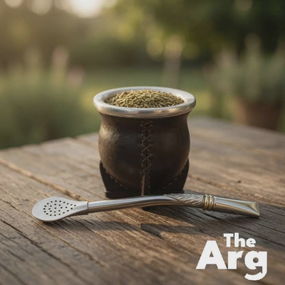 Imperial Bombilla Mate Straw with Leaf Design