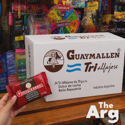 Guaymallén Triple Alfajor Milk Chocolate with Dulce de Leche 70g (Box of 24 Units)