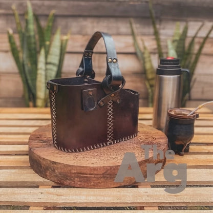 Black Leather Mate Bag | Traditional Argentine Carry Bag