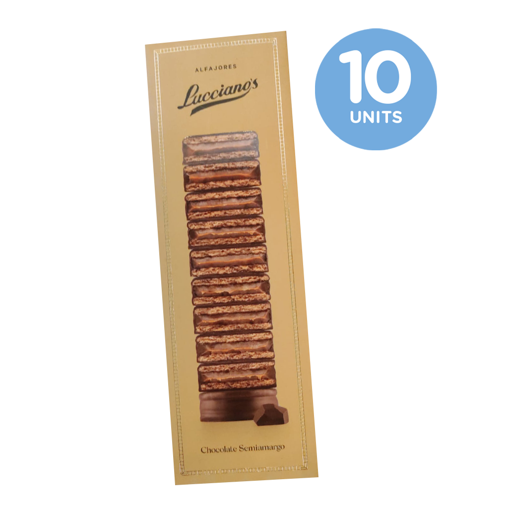 Lucciano`s Alfajores of Bittersweet Chocolate With Dulce de Leche x 10 Unit. 750g/1.65lb