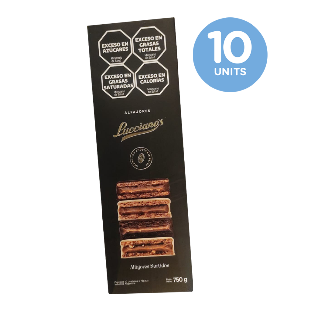 Lucciano`s Alfajores Mixed Chocolates With Dulce de Leche x 10 Unit. 750g/1.65lb