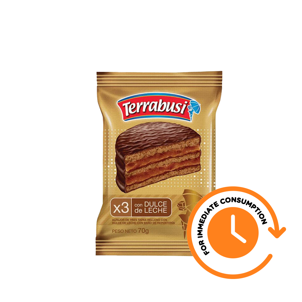 SALE Alfajor "Terrabusi" Triple with Dulce de Leche 1u 70g / 0.15lb