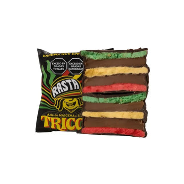 Rasta Trico Tricolor Triple Alfajor – Dark Chocolate Covered Cornstarch Filled with Dulce de Leche 100g / 0.22lb