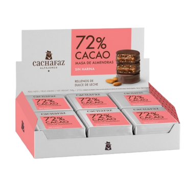 SALE Cachafaz Alfajores 72% Cacao with Almond Flour | Display Box 12 Units 768 g / 1.7 lb