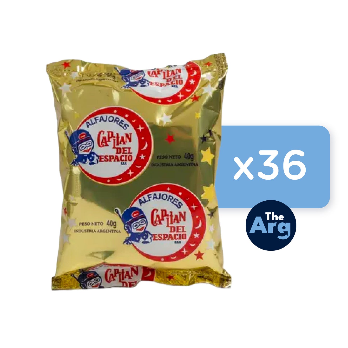 Capitán del Espacio Chocolate Alfajor Box 36 Units 40g Each